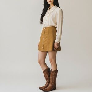 H&M Faux Suede Snap Front Skirt
